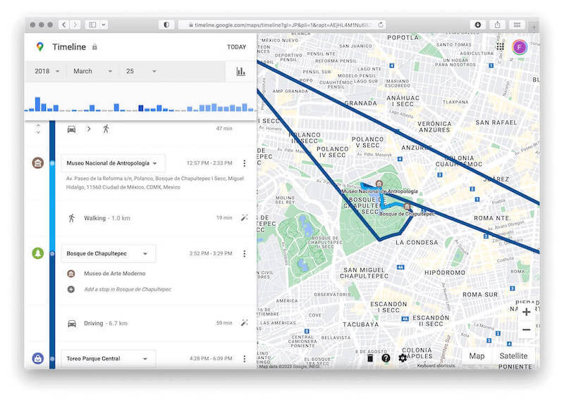 Google Maps TImeline can show a history of mobile phone number location.